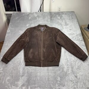 Class Club Genuine Leather Jacket Brown Bomber Full Zip Vintage Mens XL